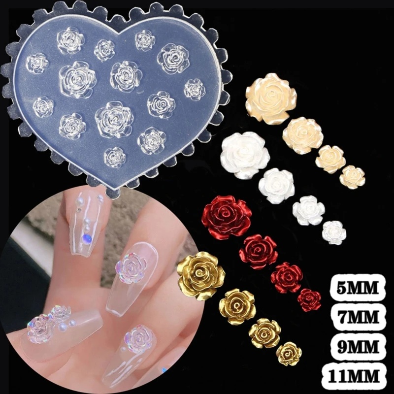 Resin Art Rose - Decoraciones de Uñas con Flores 3D,